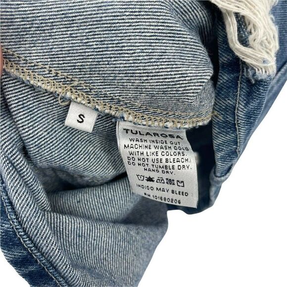 Tularosa Overall Dress Sophia Denim Distressed Jumper Womens Size Small Mini - Picture 5 of 5